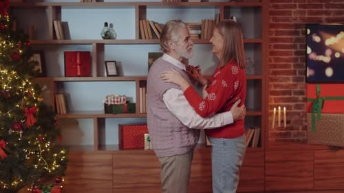 Senior Couple Dancing at Christmas Time