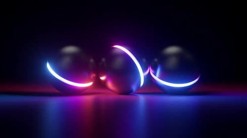 Dynamic Neon Line Spheres Abstract Motion Background