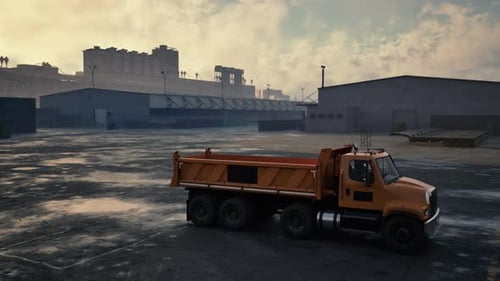 Dump Truck Parked in Parking Lot