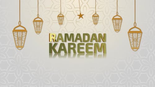 Ramadan Kareem Decorative Title Animation with Hanging Lanterns