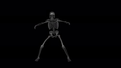 Animated 3D Skeleton Performing Energetic Dance Moves
