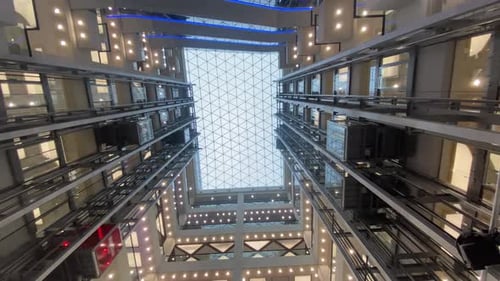 Voronezh Russia June 2020 Empty Large Mall or Trade Center with Closed Stores and Without People