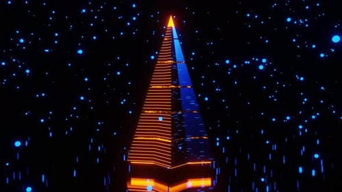 Blue And Orange Cyberpunk Christmas Tree Background Vj Loop In 4K