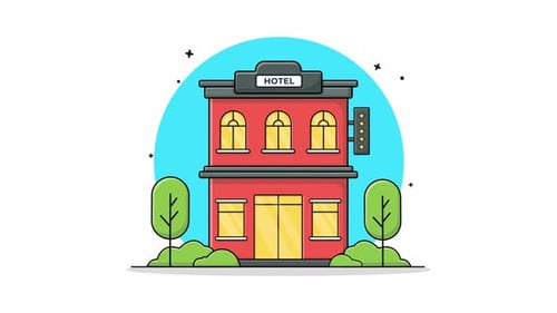 4k Hotel Building. Hotel Service Concept Animation Video