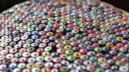 Old Batteries for Recycling Used Alkaline Battery Pattern Background Top View