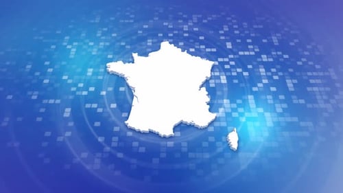 Animated France Map Reveal on Digital Background