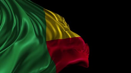 Realistic Waving Benin Flag Seamless Loop Animation