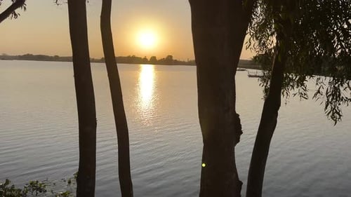 Beautiful sunset and lake