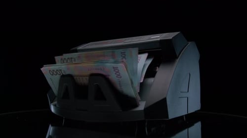 Money Counter Counting Ukrainian Hryvnia Bills