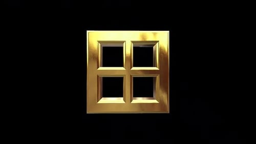 Shiny Golden Square Frame Looping Rotation
