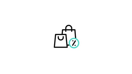 Animated Line Art Shopping Bags with Discount Percentage Icon