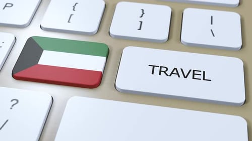 Animated Computer Keyboard Key Press for Travel to Kuwait