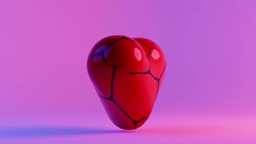 Animated Red Heart Cracks Apart and Reforms