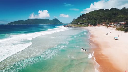 Brazilian Beach Perfect Sandy Beach with Turquoise Water and Gentle Wave Crashing on the Shore Morro