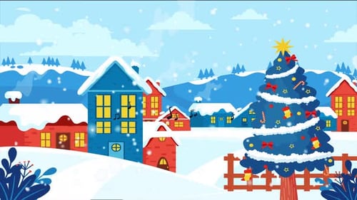 Winter Christmas Town Animation Background