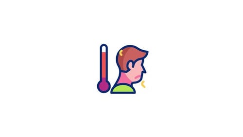 Animated Medical Icon for Fever and Sore Throat
