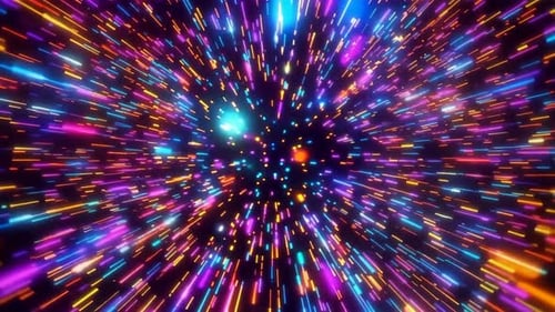 Vibrant Neon Light Streaks Abstract Hyperspace Tunnel Animation