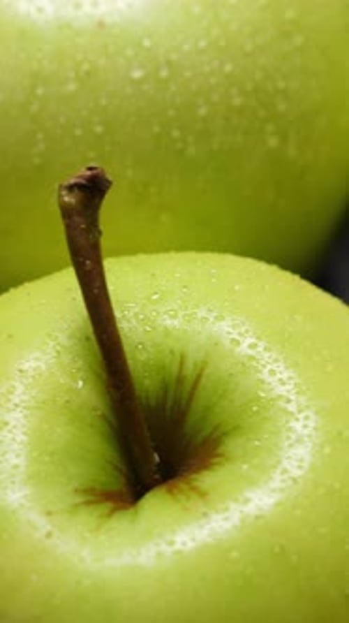Many Green Apples Rotating Closeup Fruits Background Vertical