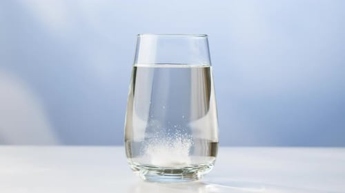 Effervescent Tablet Dissolving in Glass of Water