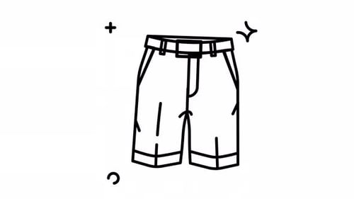 Minimalist Line Art Animation of Shorts Icon