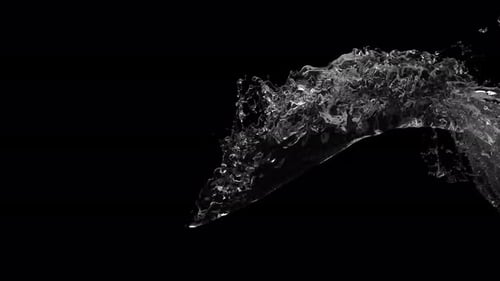 Animated splash of clear water on a black background