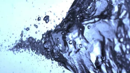 Water splash with air bubbles close up