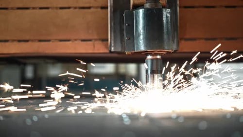 CNC Metal Laser Cutting Machine The Nozzle Cuts Parts From Steel Sheet