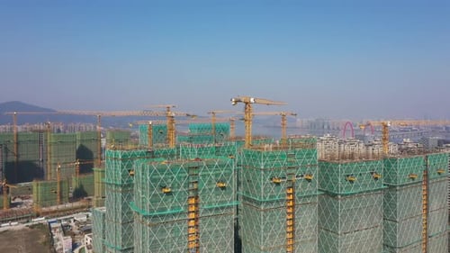Construction site in city