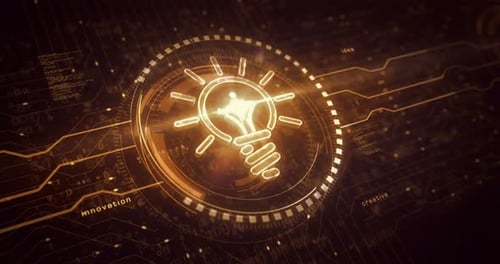 Bulb idea and creative innovation symbol digital concept