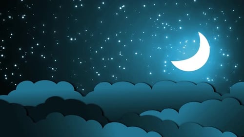 Animated Night Sky with Twinkling Stars and Drifting Clouds Loop