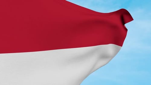 Realistic Red and White Flag Waving Seamlessly