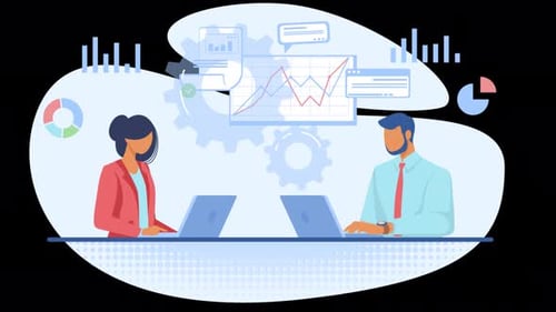 Two Professional Businessmen Analyzing And Researching 4K On Alpha Channel