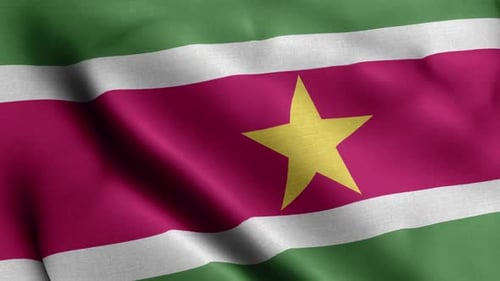 Realistic Waving Flag of Suriname