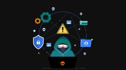 Hacker Man Working On Laptop Alpha Channel