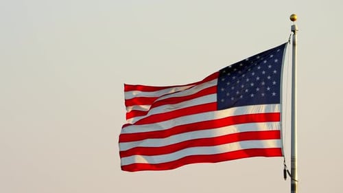 American Flag Waving on a Sunny Day