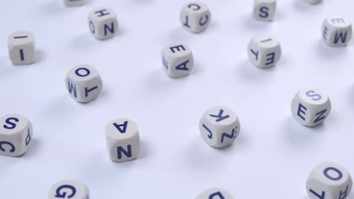 Cubes or Blocks Word with Letters Randomly on a White Background the Concept of a School Education
