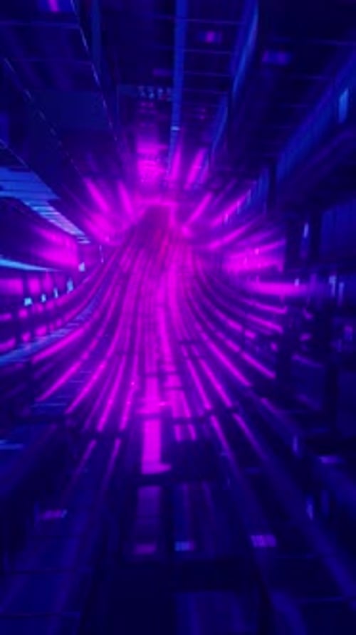3D Render Loop Animation of Tunnel with Glowing Neon Pattern