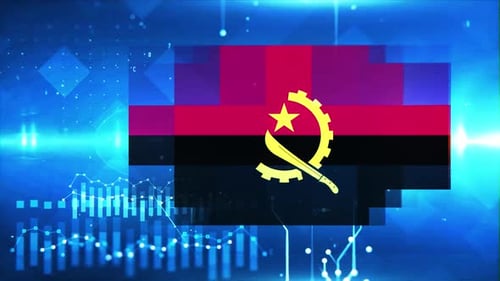 Angola Flag On Economy Background And Graph