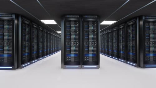 Server Room Of A Data Center Or Isp