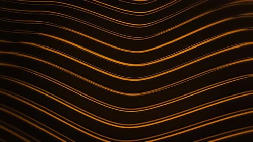 Luxury orange glowing wave lines on black background, abstract curved stripe pattern