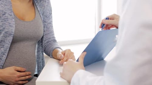 Pregnant Woman at Doctor Appointment in Hospital