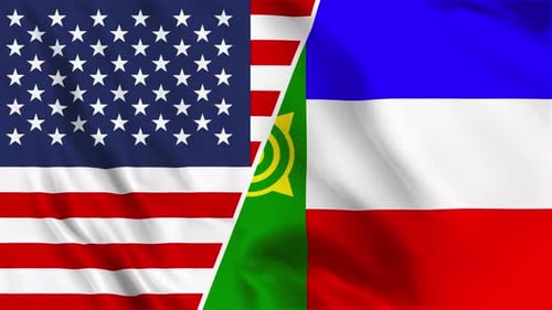 Animated Waving Flags Three Nations Loop