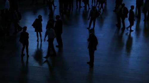 Business People Walking on Crowded City Street in Rush Hour Traffic