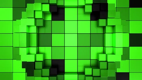 Grüner 3D-Pixelgitterhintergrund mit dynamischer Wellenbewegungsschleife. 3D-Rendering