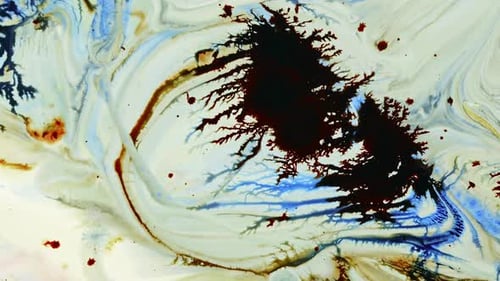 Ink Drops And Surreal Shapes Spread On Background Surface 28