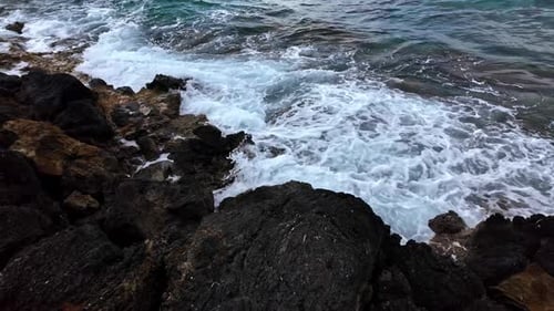 Sea crashing on the rocks in Crete, Greece