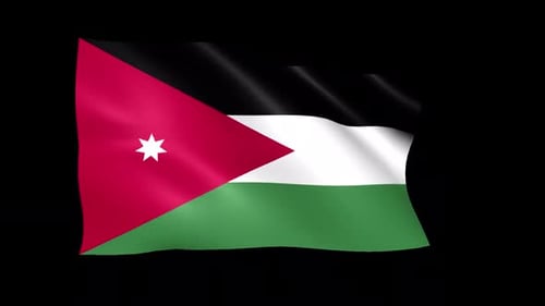 Realistic Waving Jordan Flag Animation on Transparent Background