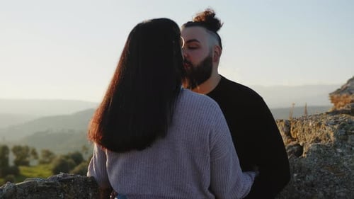 Valentine's Day Kiss and Hug Together in the Castle