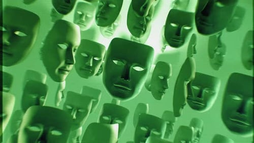 Theatrical Spinning Face Masks Background