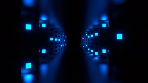 Blaue Rückbewegung entlang des Strobe-Korridors im Hintergrund VJ Loop in 4K